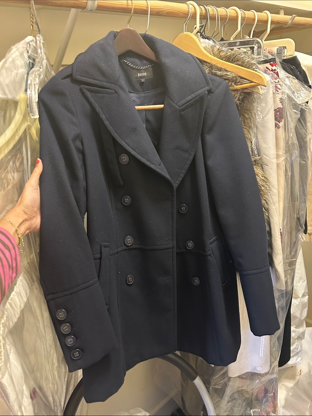 Kocca Navy Double-Breasted Pea Coat